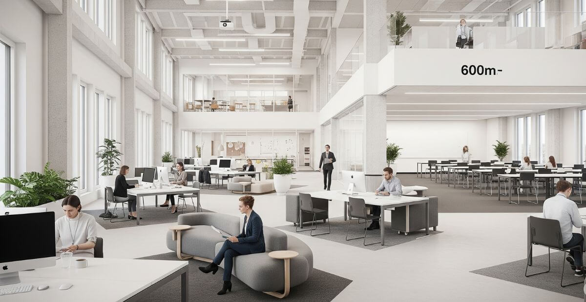 Diện tích văn phòng giáo dục với 600m2