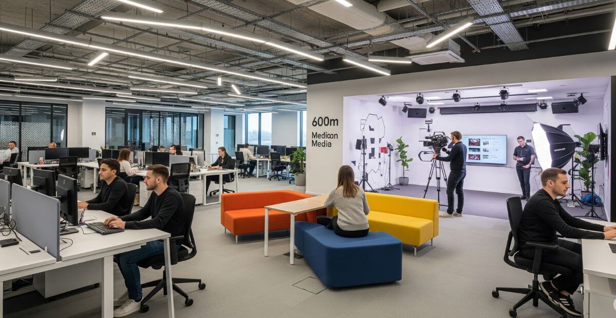 Hình ảnh thiết kế văn phòng 600m2 văn phòng truyền thông