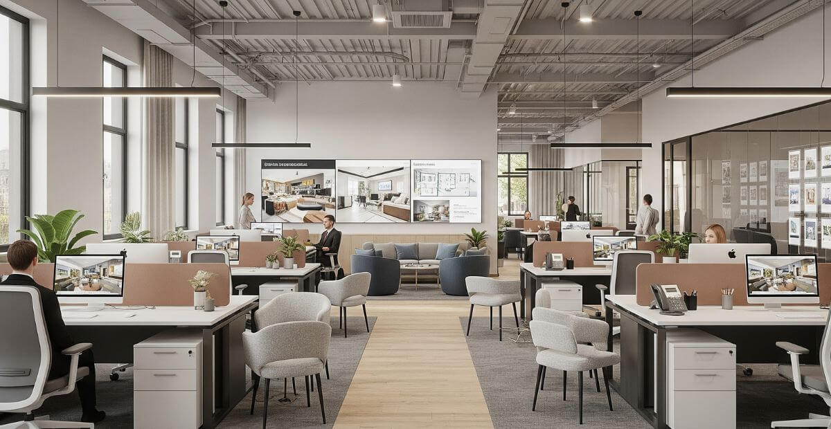 Thiết kế văn phòng 600m2 cho văn phòng bất động sản mới