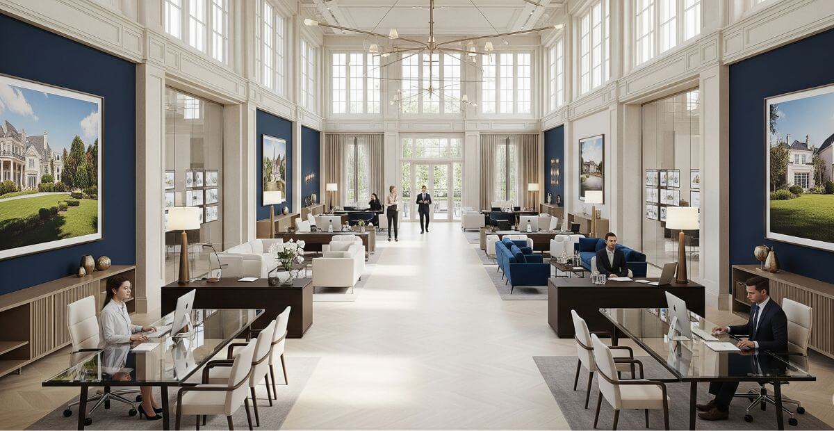 Thiết kế văn phòng 600m2 dành riêng văn phòng bất động sản