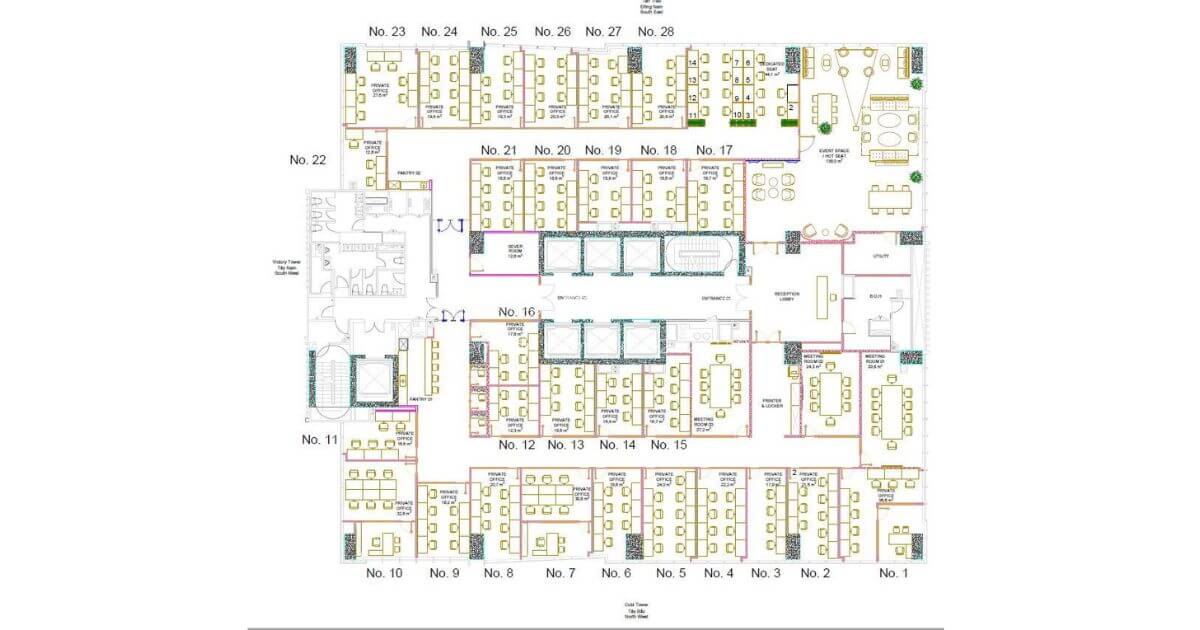 layout thiết kế văn phòng uoa tower quận 7