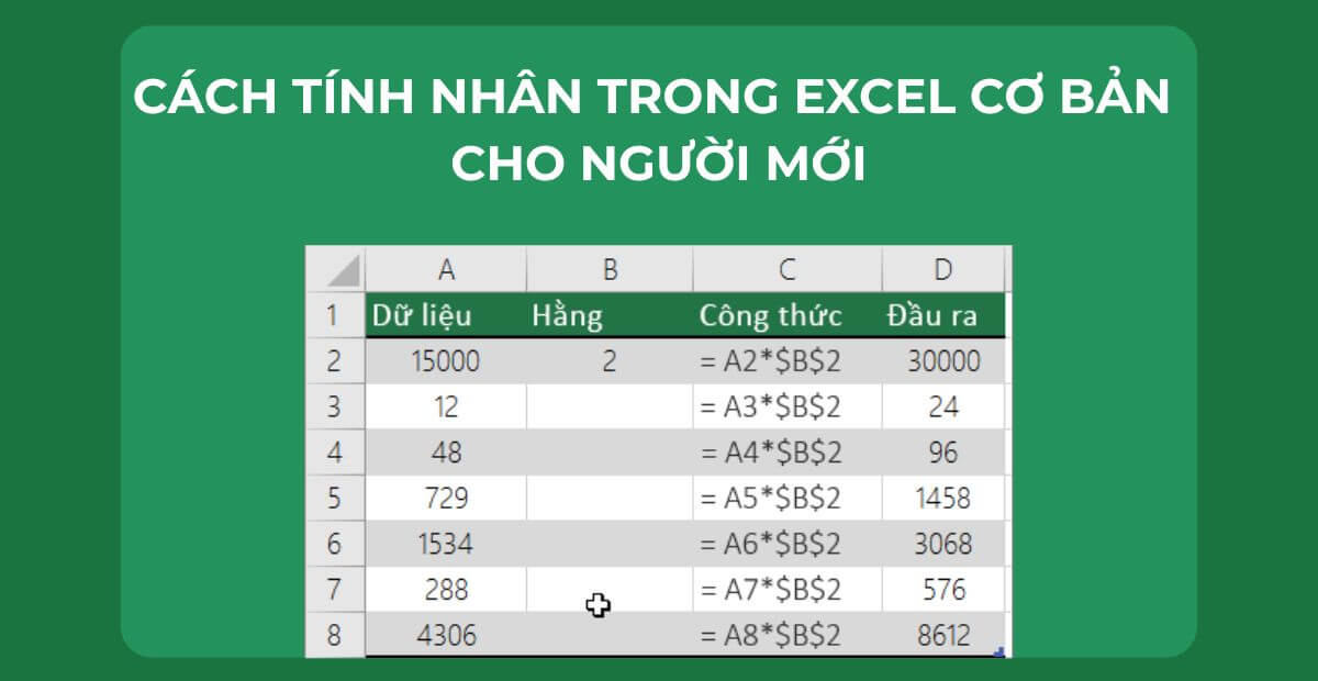 Cách tính nhân trong Excel cơ bản cho người mới
