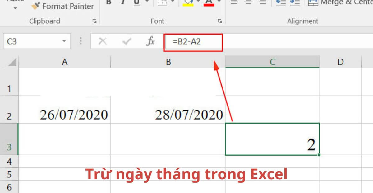 Công thức trừ ngày tháng trong Excel đơn giản nhất