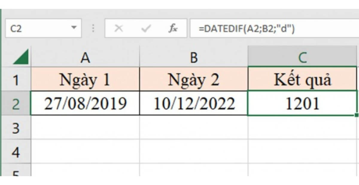 Dùng hàm DATEDIF để trừ ngày tháng theo đơn vị tùy chọn