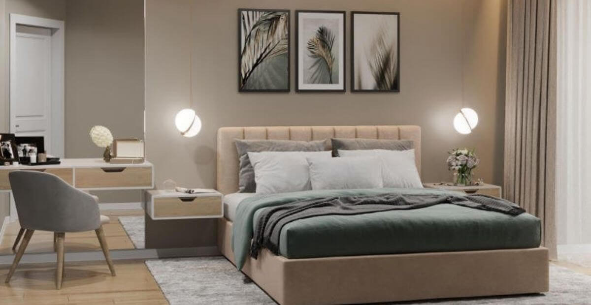 Phòng ngủ kiêm phòng làm việc phong cách Scandinavian