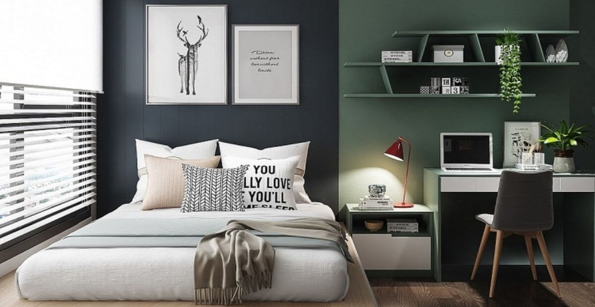 Thiết kế phòng ngủ kiêm phòng làm việc phong cách hiện đại tối giản (Minimalism)