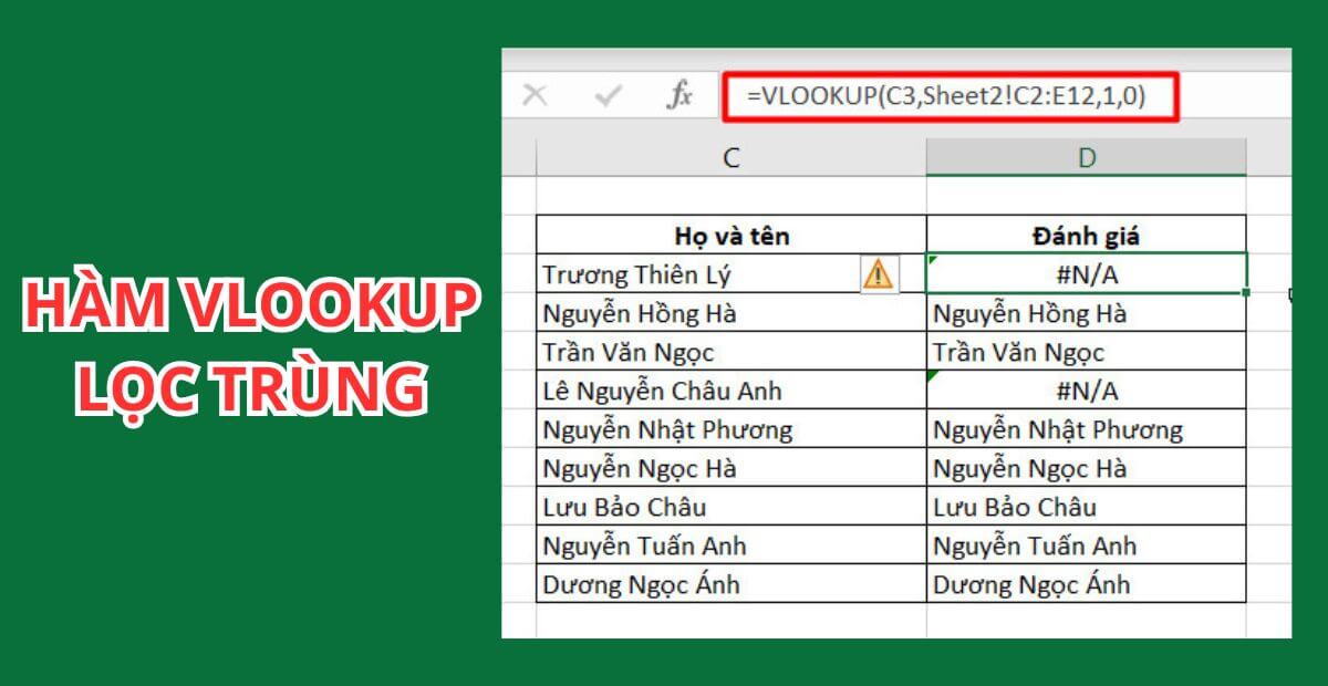 4 Cách dùng hàm vlookup lọc trùng giúp bạn tiết kiệm thời gian