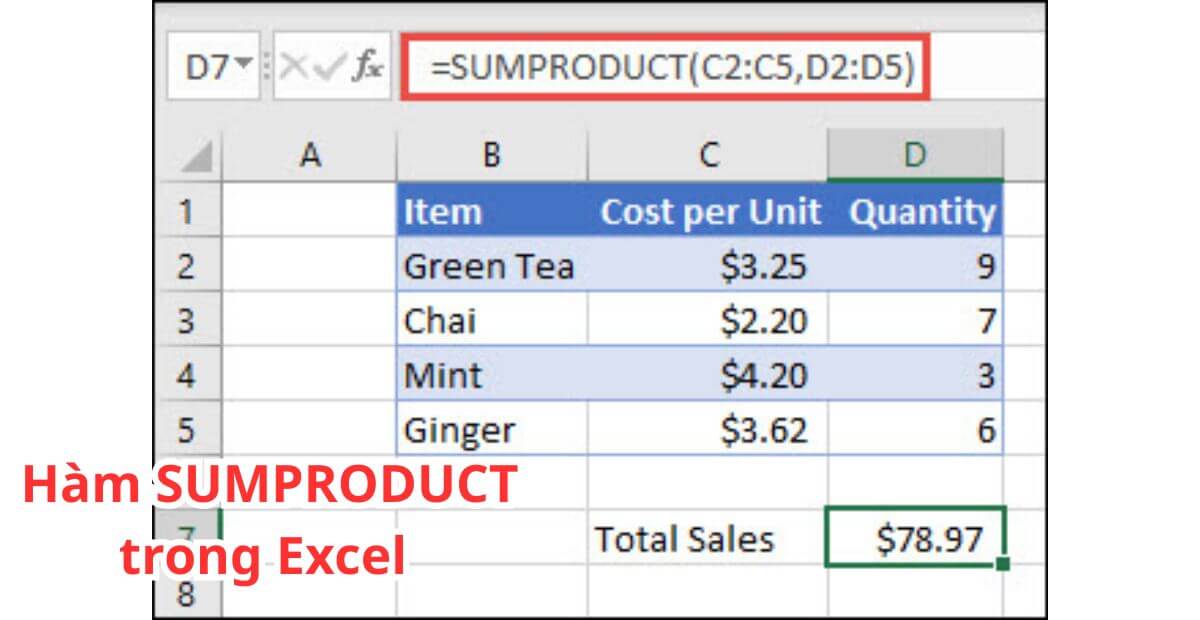 Cách dùng hàm SUMPRODUCT trong Excel kèm 3 lỗi thường gặp