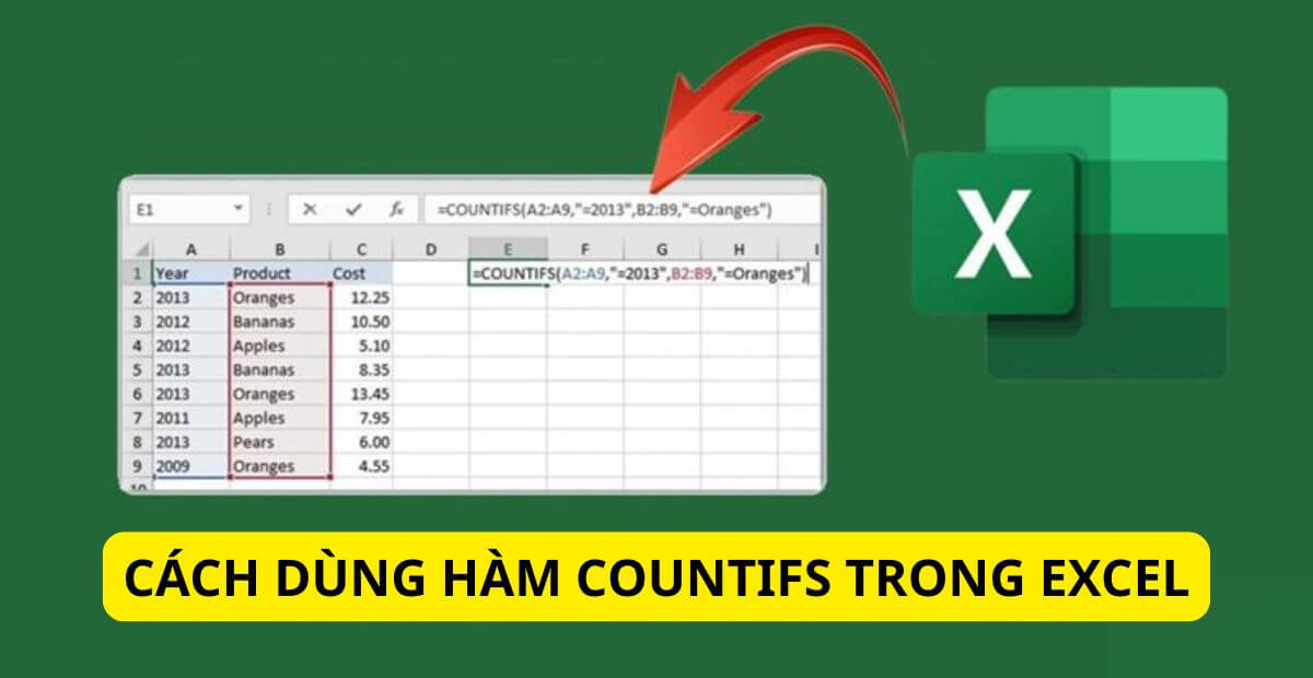 Cách sử dụng hàm COUNTIFS trong Excel chi tiết