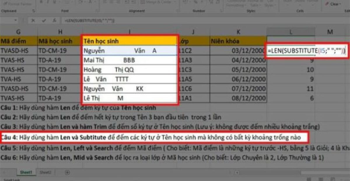 Cú pháp và cách sử dụng hàm LEN trong Excel