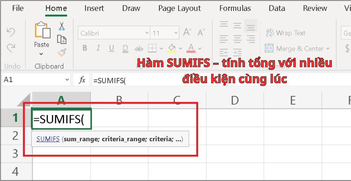 Hàm SUMIFS tính tổng với nhiều điều kiện cùng lúc