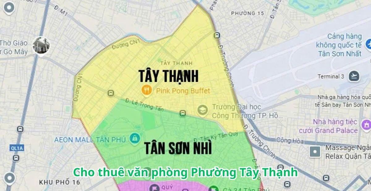 Bảng giá cho thuê văn phòng phường Tây Thạnh năm 2025