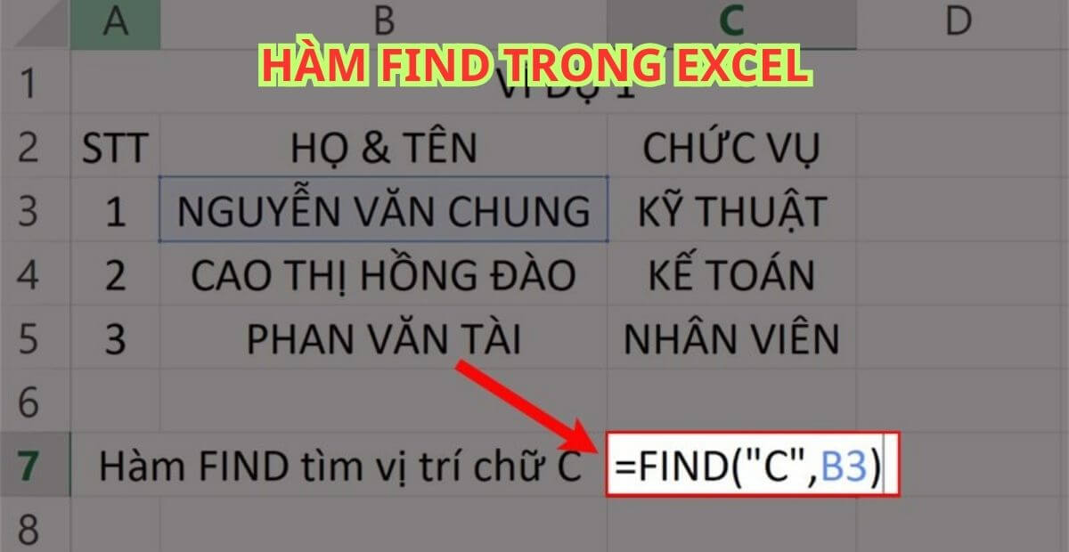 Hàm FIND trong Excel là gì 3 Ví dụ thực tế hàm FIND dễ hiểu