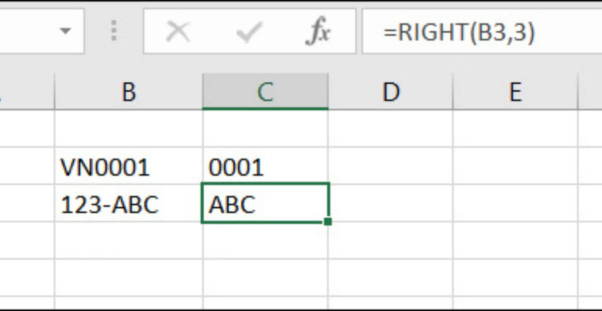 Hàm RIGHT trong Excel chi tiết