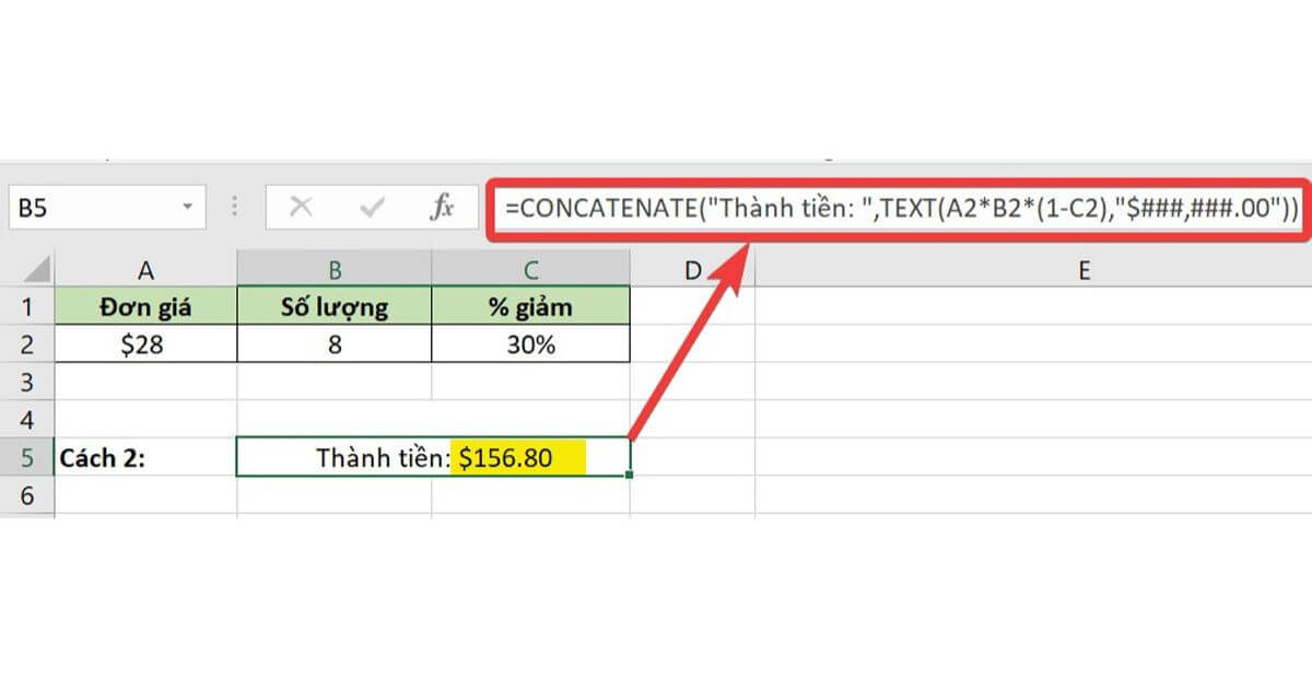 Kết hợp hàm TEXT với các hàm khác trong Excel