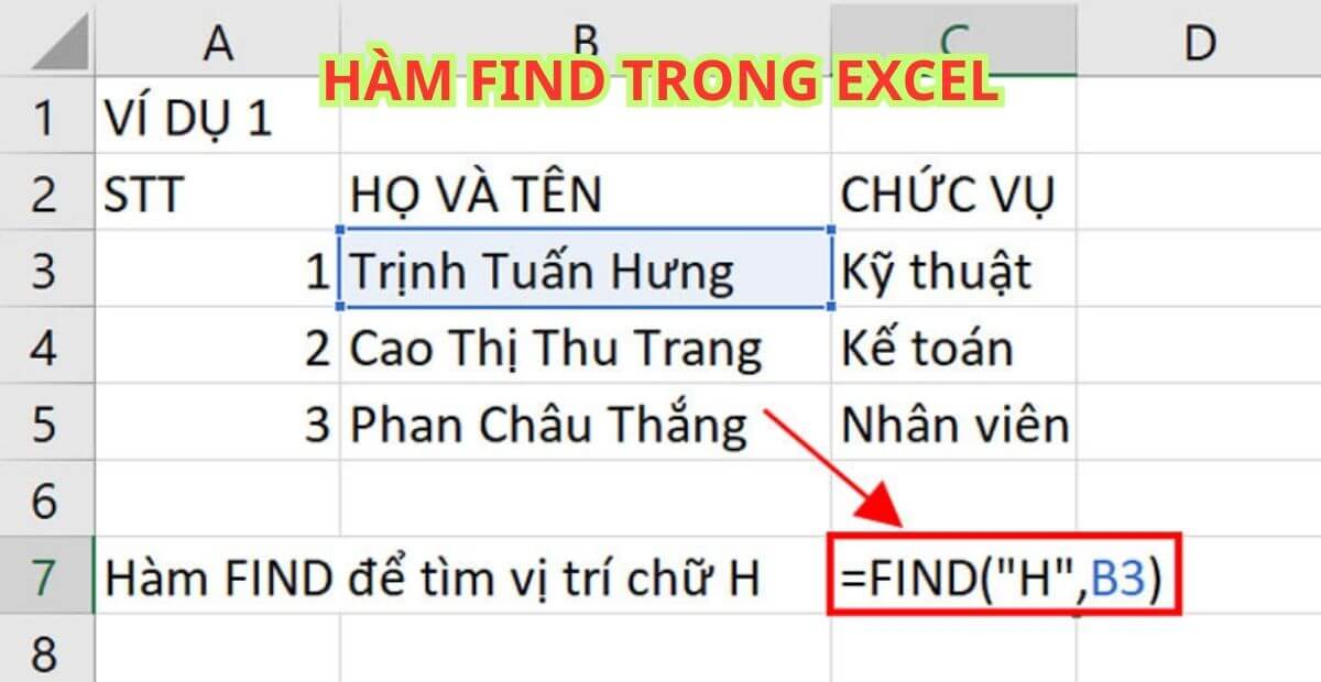Lưu ý khi sử dụng hàm FIND