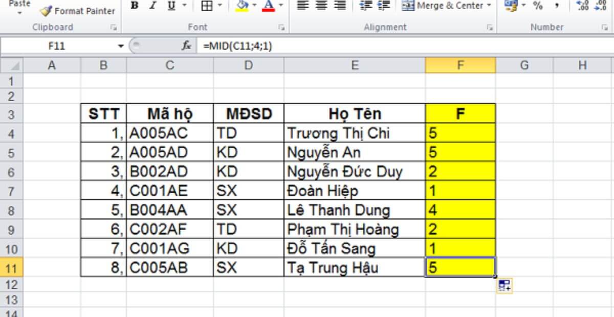 Những lỗi thường gặp khi dùng hàm MID