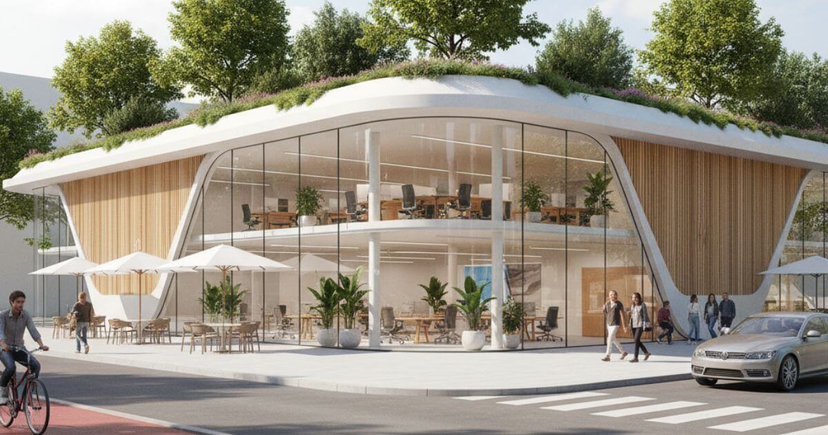 nhà văn phòng 2 tầng thiết kế công thái học