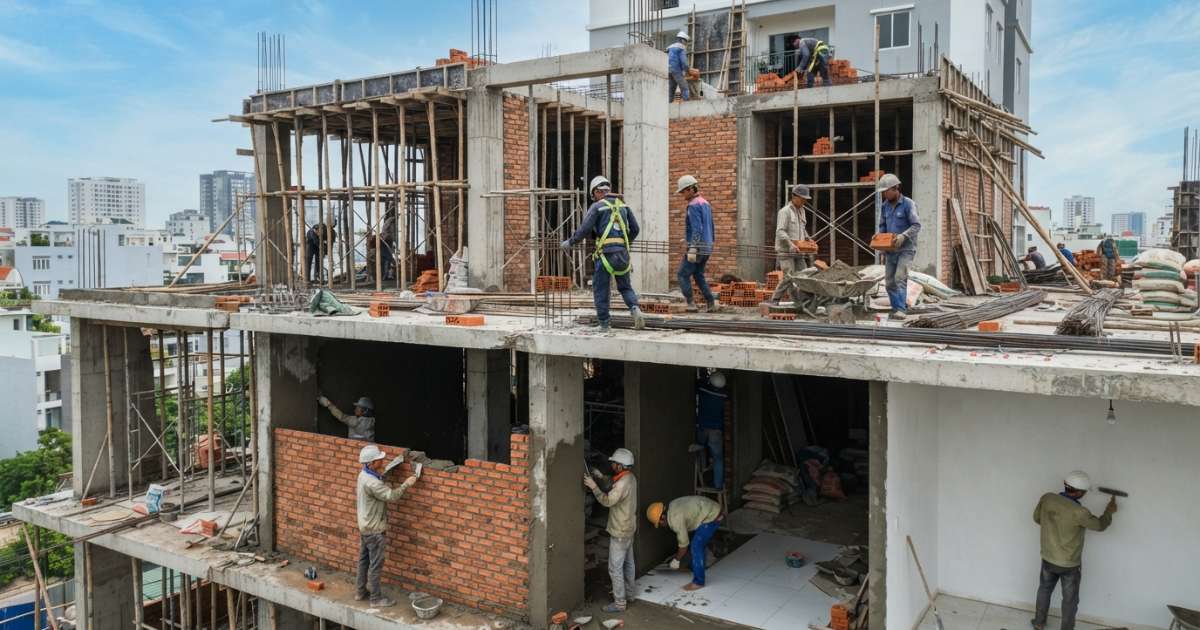Các hạng mục công việc cụ thể của nhân công xây dựng phần thô