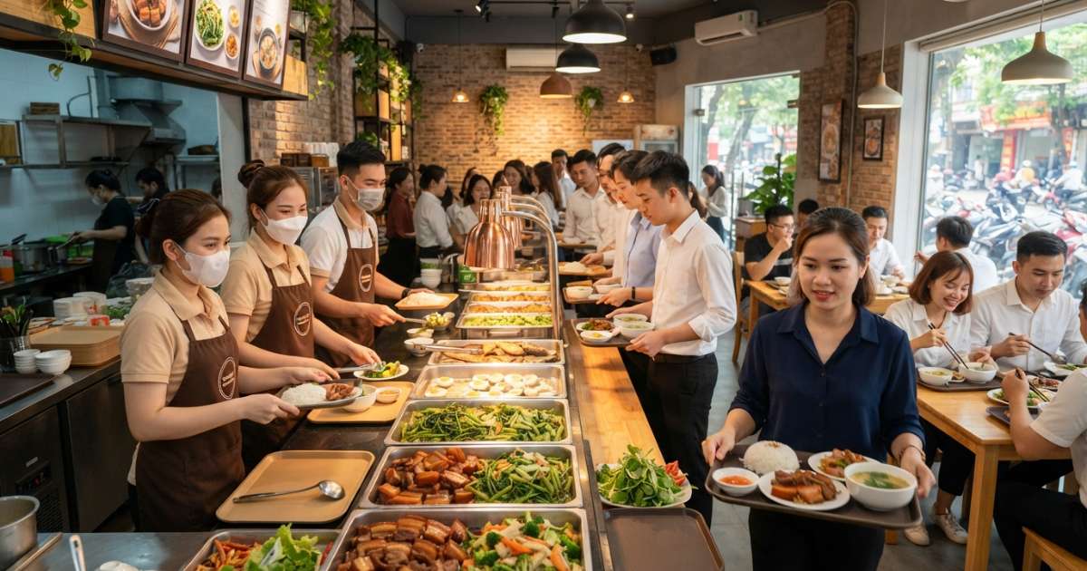 Cách trang trí quán cơm văn phòng đẹp mắt và tạo cảm giác ngon miệng