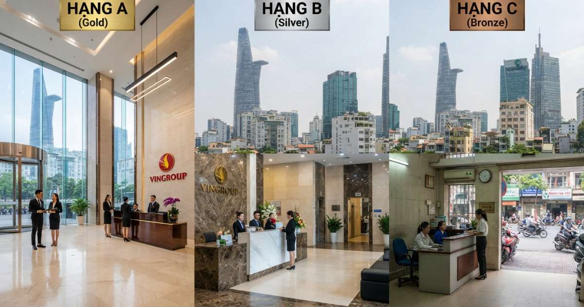 Bảng So Sánh Chi Tiết Văn Phòng Hạng A, B, C Tại Quận 1