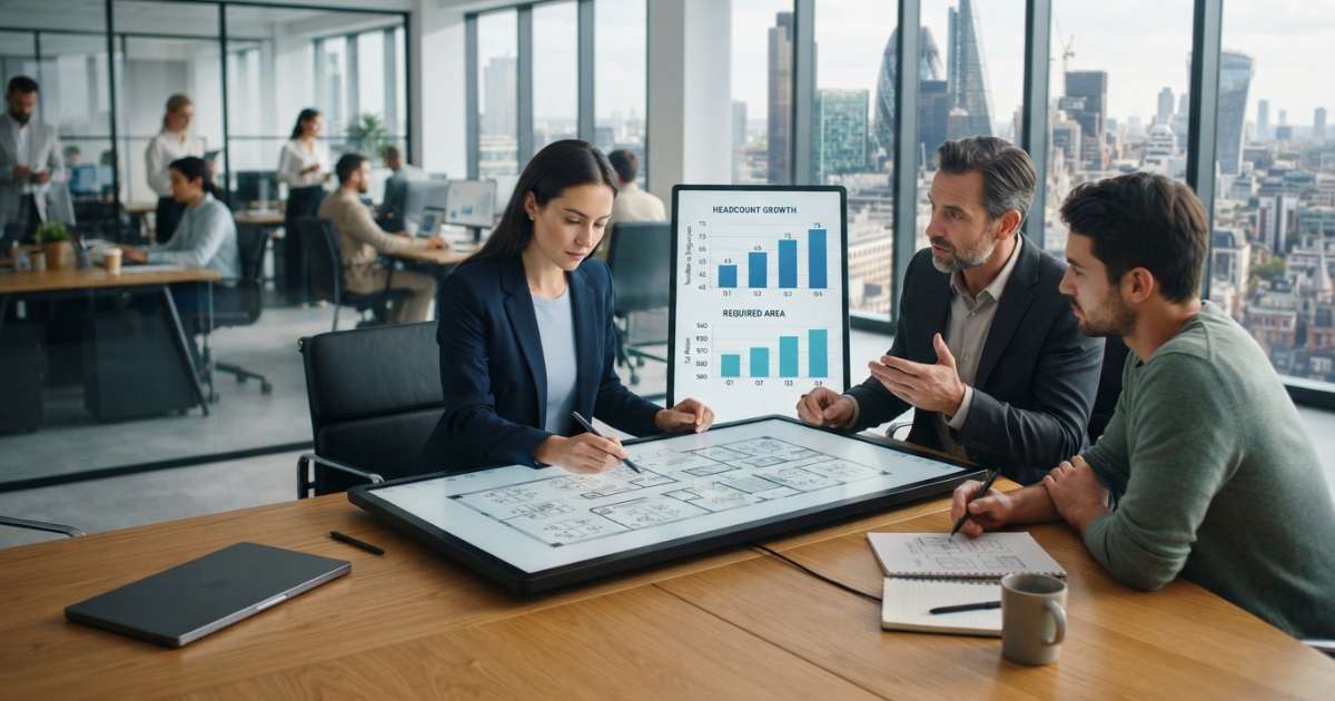 tính diện tích thuê văn phòng theo tăng trưởng nhân sự